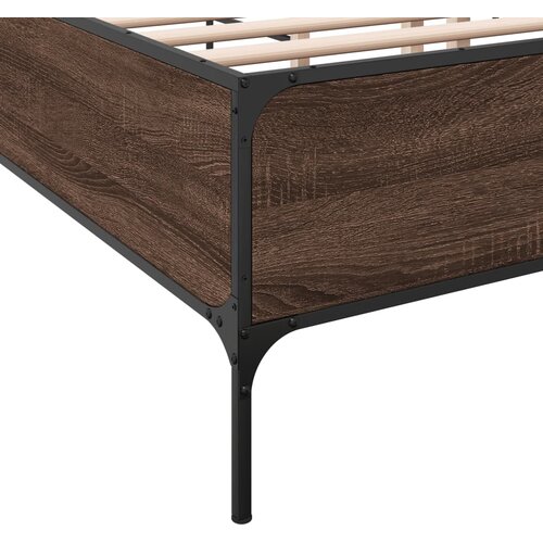  Okvir kreveta boja hrasta 160x200 cm konstruirano drvo i metal Smeđa 160 x 200 cm Slike