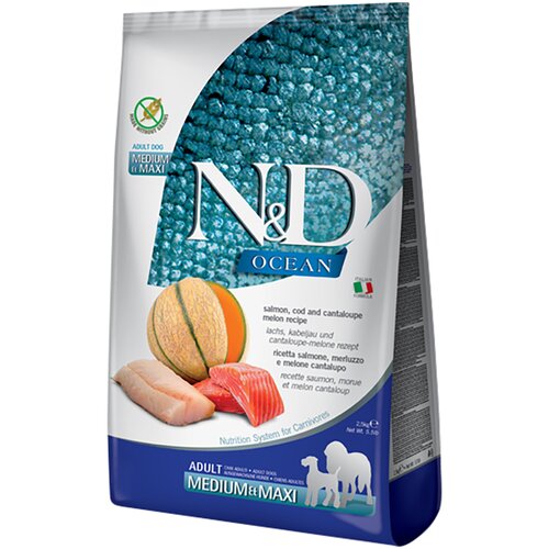Farmina N&D Ocean Medium & Maxi losos, bakalar i dinja bez žitarica - 2 x 12 kg Cijene