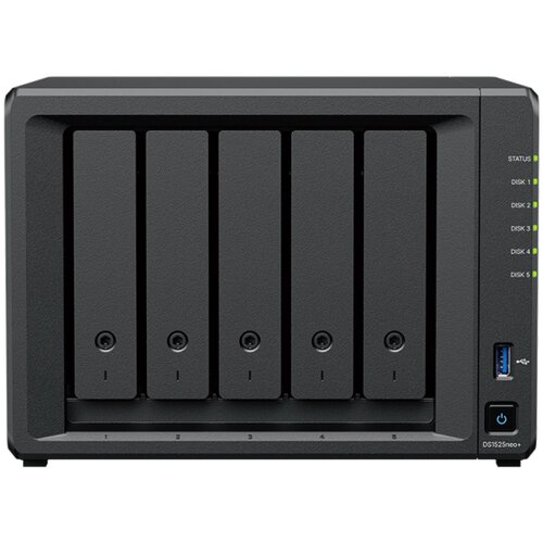 Unknown synology DS1525neo+ tower, 5-BAY, cpu amd ryzen V1500B, 4 core 2.2 ghz, 4 gb DDR4 non-ecc sodimm, 2x RJ-45 2.5GbE lan, 2 x usb 3.2 gen 1 port, 2x usb type-c expansion port, 1x pcie, 2.67 kg, 3y warranty Cene