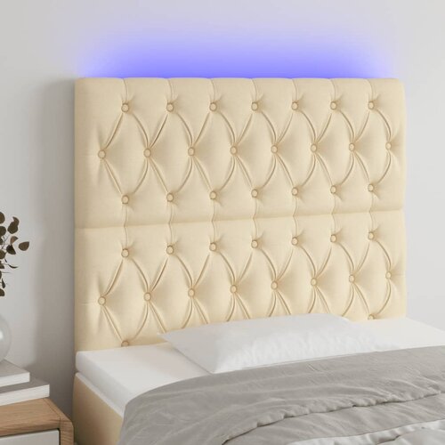VidaXL LED posteljno vzglavje krem 90x7x118/128 cm blago Slike