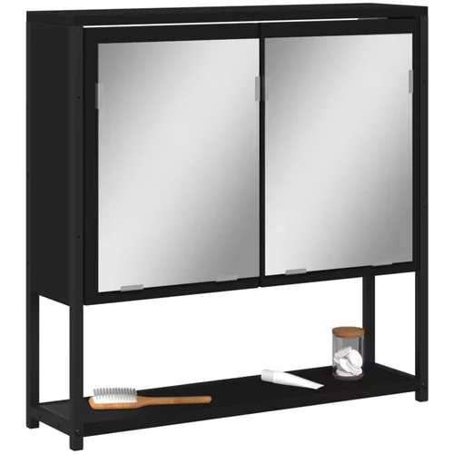 vidaXL Kopalniška omarica z ogledalom črna 60x16x60 cm iverna plošča
