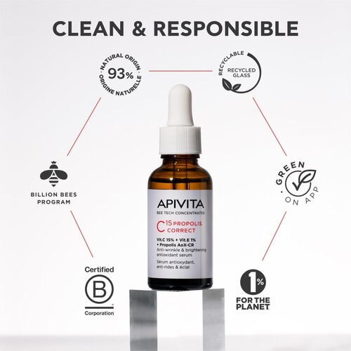 Apivita Bee Tech Concentrates C15 Propolis Correct Serum antioksidantni serum za obraz 30 ml Slike