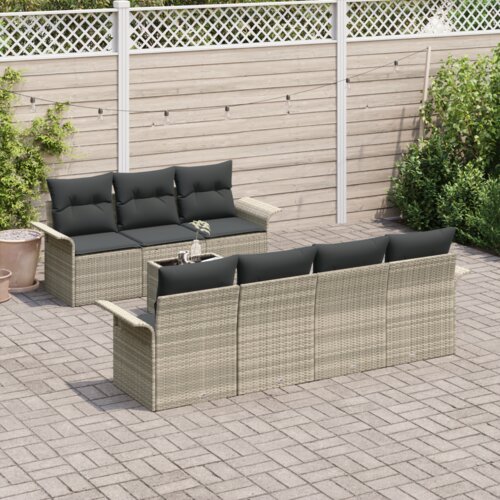  Vrtna garnitura - 8-dijelni set vrtnih sofa s jastucima svijetlosivi poli ratan Slike