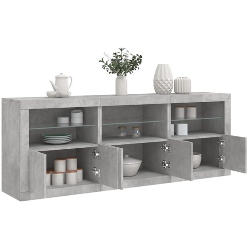 vidaXL Komoda z LED lučkami betonsko siva 181,5x37x67 cm Cene
