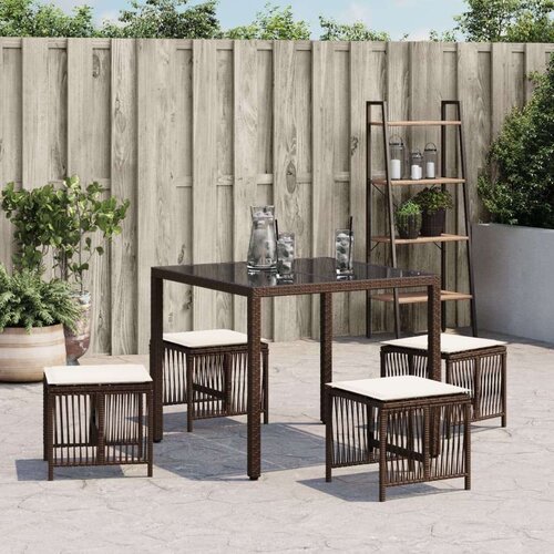 vidaXL Vrtni taburei s jastucima 4 kom smeđi 41x41x36 cm od poliratana Cijene