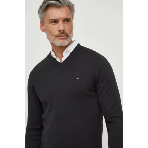 Tommy Hilfiger Bombažen pulover črna barva