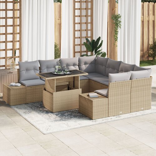 vidaXL Set vrtnih sofa 9-dijelni Siva, Bež Poli ratan Set vrtnih sofa Cene
