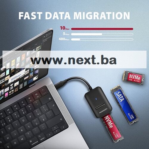HDD DOD Ladica SATA &amp;amp; NVMe -&amp;gt; USB-C 3.2 Gen2, ADM2-CM, AXA Slike
