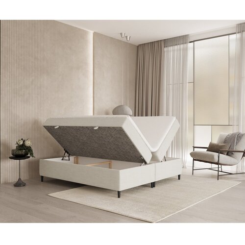Maison de R&amp;ecirc;ve Kremno bela boxspring postelja s prostorom za shranjevanje 160x200 cm Araya &amp;ndash; Slike