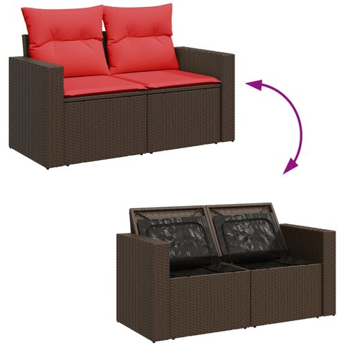  Vrtna sofa s jastucima za 2 osobe, smeđa, poliratan Slike