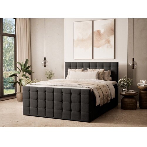 Maison de R&amp;ecirc;ve Antracitno sivi boxspring krevet s prostorom za odlaganje 160x200 cm Tasca &amp;ndash; Slike