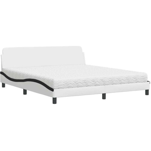 VidaXL Krevet s madracem bijeli i crni 180 x 200 cm od umjetne kože Slike