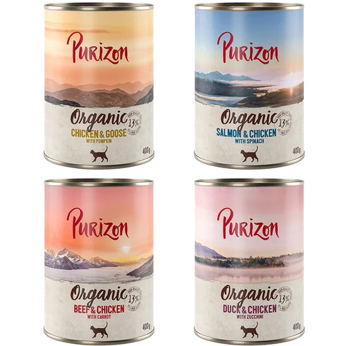 Purizon 10 + 2 gratis! 12 x 200 g / 400 g Adult - Organic: Mješovito pakiranje (4 vrste) (12 x 400 g)