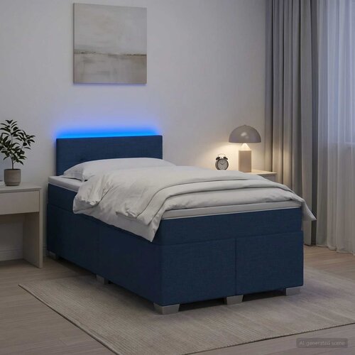  Krevet s box springom, madracem i LED-om Plava 120 x 200 cm Slike