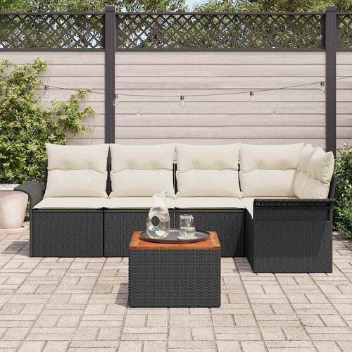  Sjedeća garnitura za vrt 6 kom. 5-Broj sjedala Crna i Krema 242,5 x 132,5 x 69 cm Slike