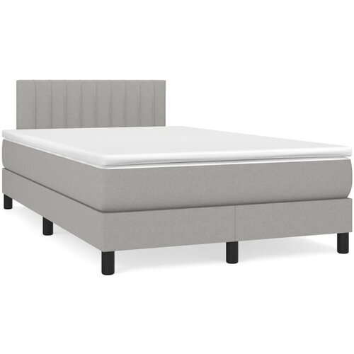 VidaXL Krevet s oprugama i madracem svjetlosivi 120x190 cm od tkanine Slike