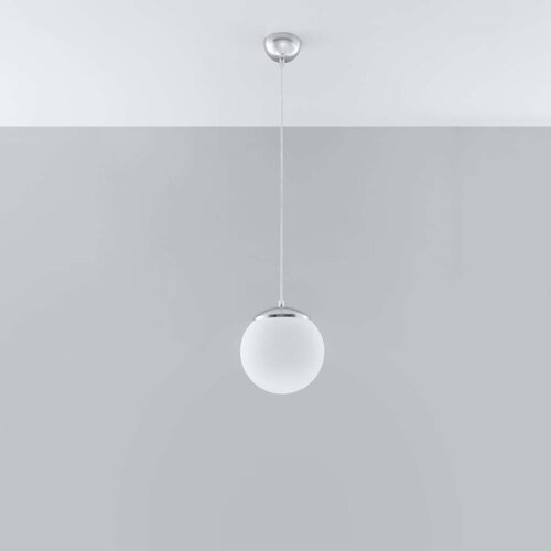  Sollux SL.0263 - Luster na sajli UGO 1xE27/15W/230V prečnik 20 cm bela/sjajni hrom Slike