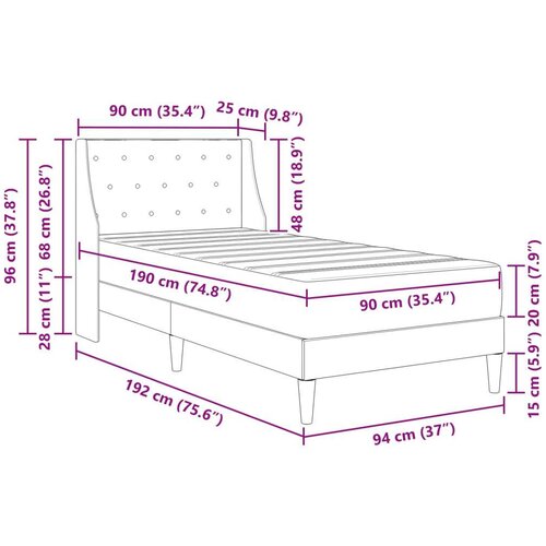  Okvir kreveta s madracem Zidne 2 pcs Svijetlo siva Bar&amp;scaron;un - Svjetlosiva 90 x 190 cm Slike
