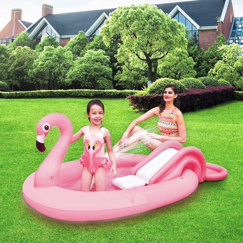 Jilong sunclub flamingo bazen na naduvavanje sa toboganom i prskalicom 210x125x150 ( 26-319700 ) Slike