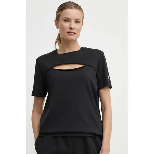 Champion Bombažna kratka majica ženska, črna barva, 117348