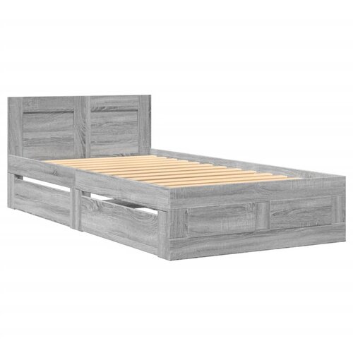 VidaXL Posteljni okvir z vzglavjem siva sonoma 75x190 cm inž. les, (21303473) Slike