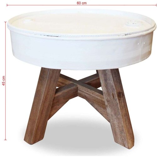 vidaXL Klubska mizica iz trdnega predelanega lesa 60x45 cm bela Cene