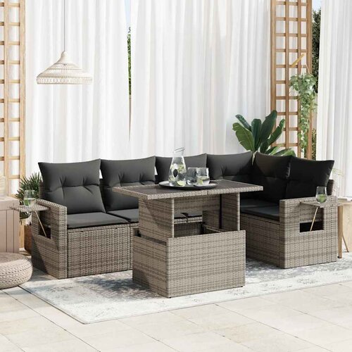  6-dijelni set vrtnih sofa od poliratana s jastucima Slike