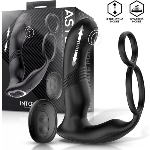 INTOYOU Astex Thrusting &amp;amp; Tapping Prostate Massager 3 Motors with Remote Black Slike