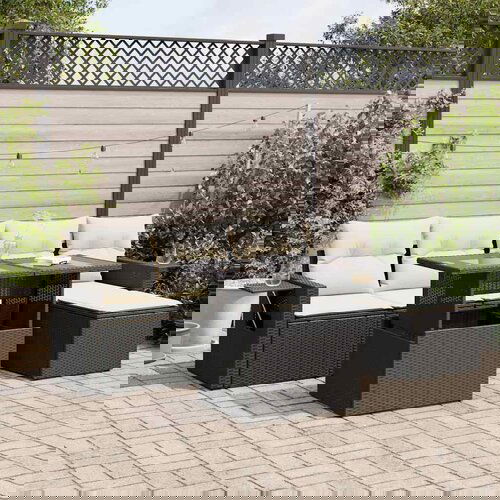 VidaXL 6-dijelni set vrtnih sofa s jastucima crni od poliratana Slike