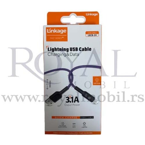  usb kabal linkage charging &amp;amp; data LKCB-24 lightning 3.1A 1m plava Slike