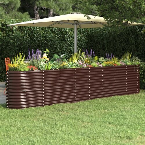 vidaXL Visoka greda iz prašno premazanega jekla 332x40x68 cm rjava Cene