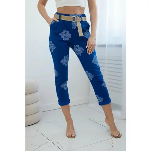 Kesi Viscose trousers with a print of cornflower blue