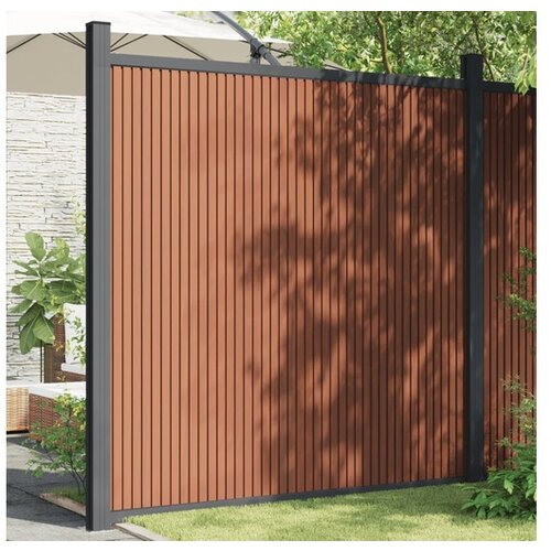 VidaXL Ograjni panel z 2 stebričkoma rjav 180x186 cm WPC Slike