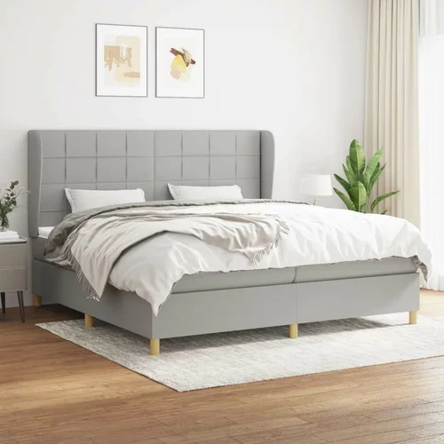  Box spring postelja z vzmetnico svetlo siva 200x200 cm blago, (20761052)