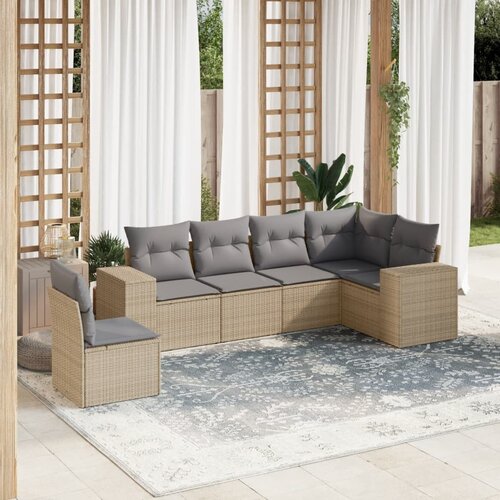 vidaXL 6-dijelni set vrtnih sofa s jastucima bež od poliratana Cijene