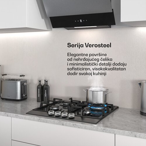 Klarstein Verosteel plinsko kuhalo, 4 plamena, električno paljenje, kompatibilno s zemnim plinom i LPG-om, 8000 W, 60cm Slike