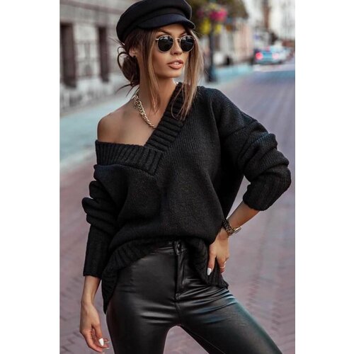 Madmext Sweater - Black - Oversize Slike