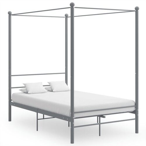 vidaXL Okvir za krevet s nadstrešnicom sivi metalni 120 x 200 cm Cene