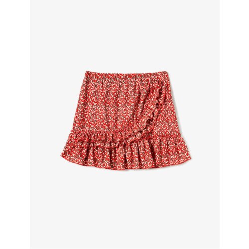 Koton Floral Mini Skirt Relaxed Cut Ruffle Detail Elastic Waist Slike