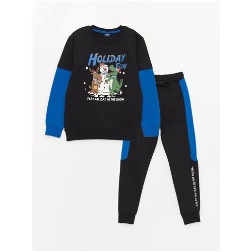 LC Waikiki Boys' Crew Neck Christmas Theme Long Sleeve Sweatshirt and Sweatpants