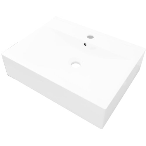 Maison Chic Keramični Umivalnik - Kopalna umivalnik - Lavabo pravokoten bel z odprtino za pipo 60x46 cm, (21684640) Slike