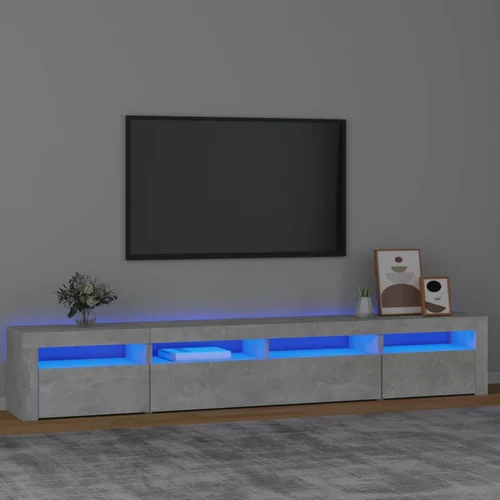 vidaXL TV ormarić s LED svjetlima siva boja betona 240x35x40 cm
