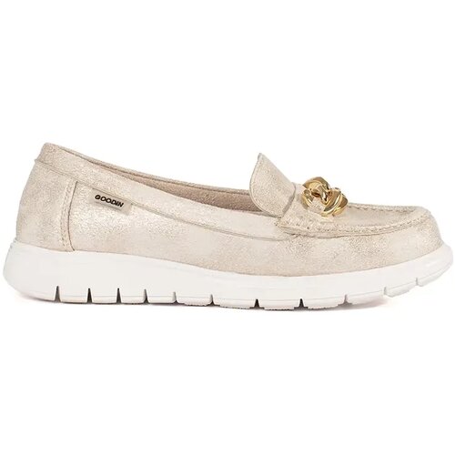 GOODIN Suede gold loafers with chain Slike
