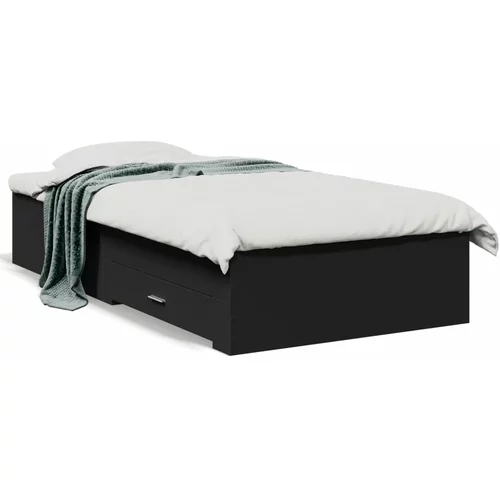  Okvir za krevet s ladicama crni 100x200 cm konstruirano drvo