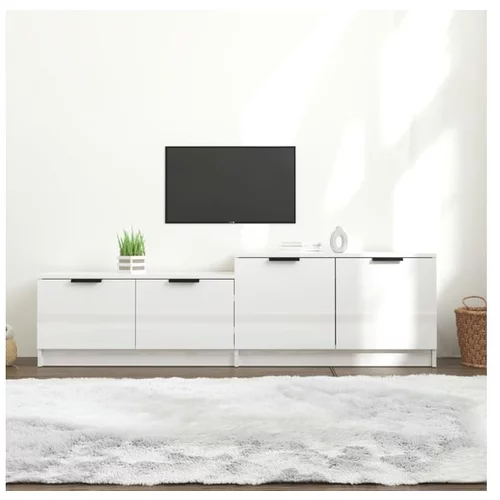  TV omarica visok sijaj bela 158,5x36x45 cm konstruiran les