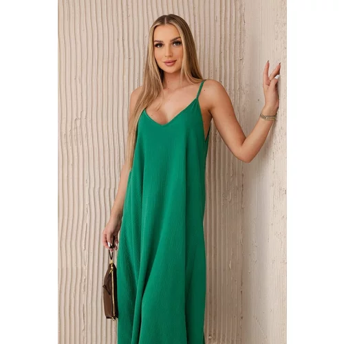 Kesi Women's muslin dress with thin straps - green