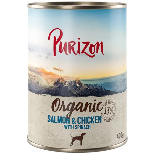 Purizon Organic 6 x 400 g - Losos in piščanec s špinačo