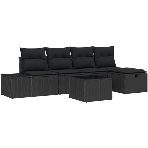 VidaXL 6-dijelni vrtni kauč set s jastucima crni Poli Ratan Slike