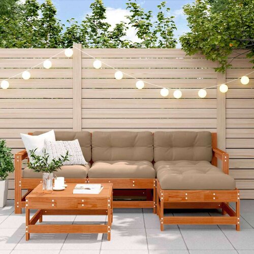  Set lounge namještaja za vrt 5 pcs Vosak smeđa i taupe - Vosak smeđa bor Cene
