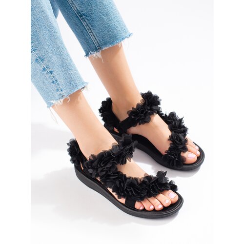 SHELOVET Women's black scented Velcro sandals Slike